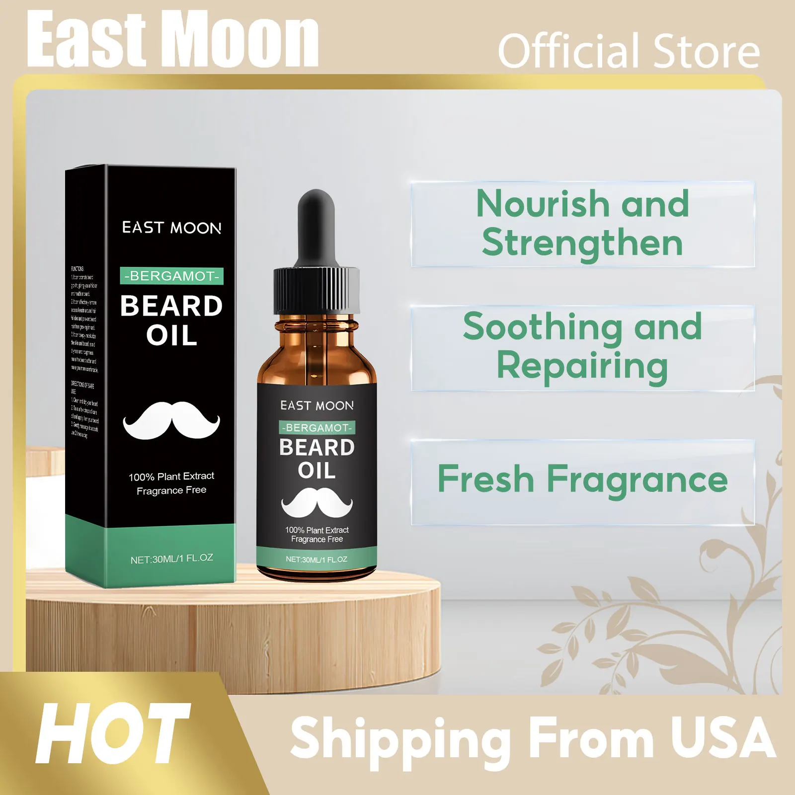 Men Beard Nourishing Oil Trim Care Reduce Loss Strengthen Soften Prevent Frizz Improve Nourish Promote Regrowth Beard Growth Oil