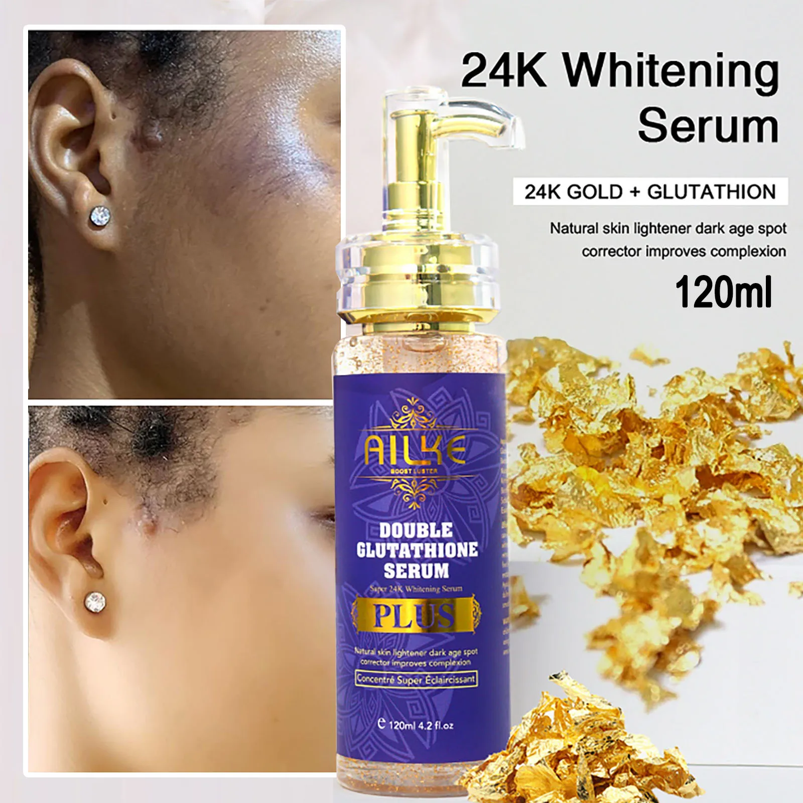 AILKE Glutathione Lighten Body Lotion, Moisturizing, Hydration, Even Skin tone, Improve Dark & Black Skin, - Image 3