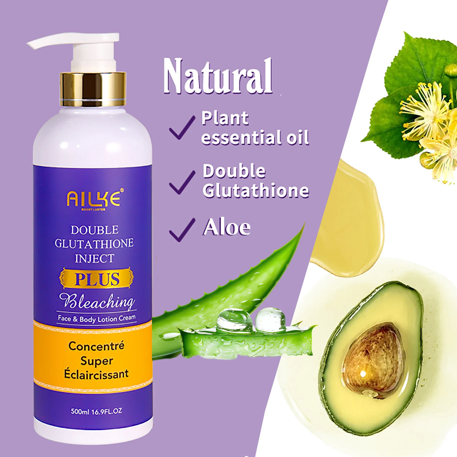 AILKE Glutathione Lighten Body Lotion, Moisturizing, Hydration, Even Skin tone, Improve Dark & Black Skin, - Image 10