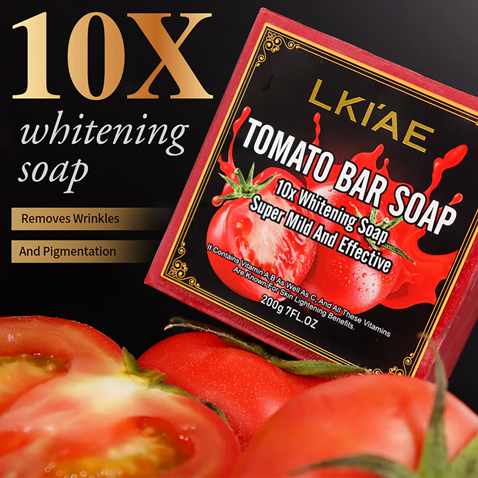AILKE Organic Tomato Soap Bar, Lightening Skin, Deeply Clean, Exfoliate,Moisturizing, For Face, Body, 200g
