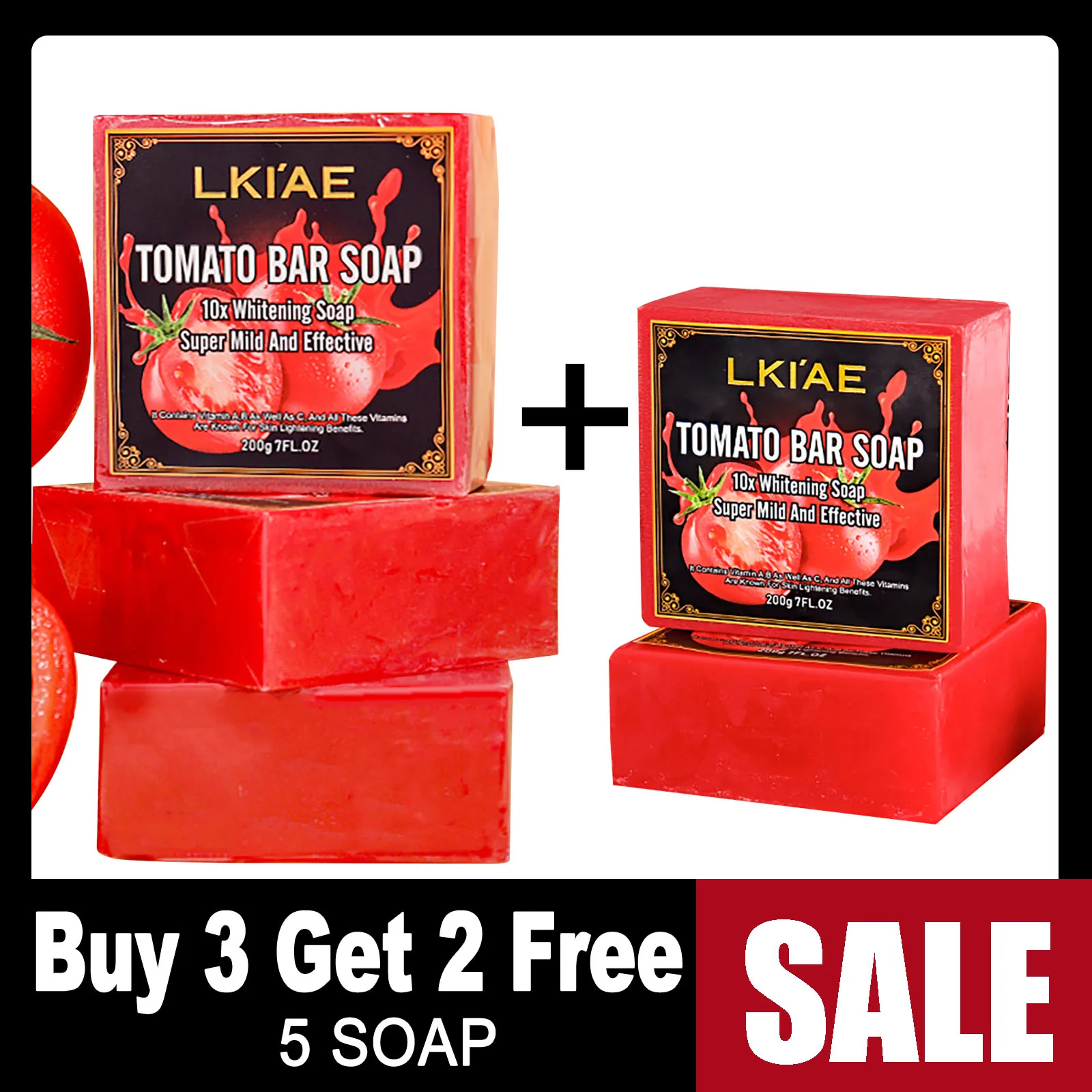 AILKE Organic Tomato Soap Bar, Lightening Skin, Deeply Clean, Exfoliate,Moisturizing, For Face, Body, 200g - Image 7