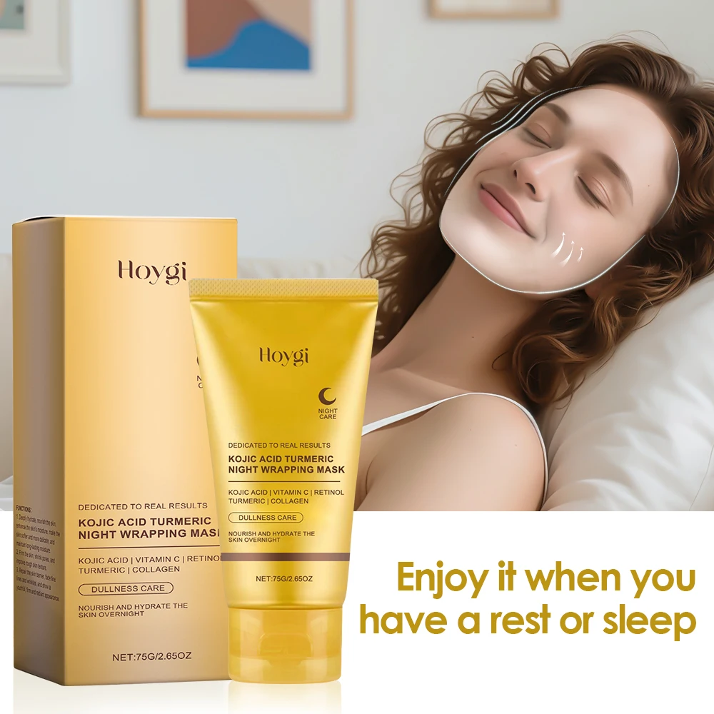 75g Kojic Acid Turmeric Overnight Wrapping Peel Off Mask Nourishes Hydrolyzed Collagen - Image 4