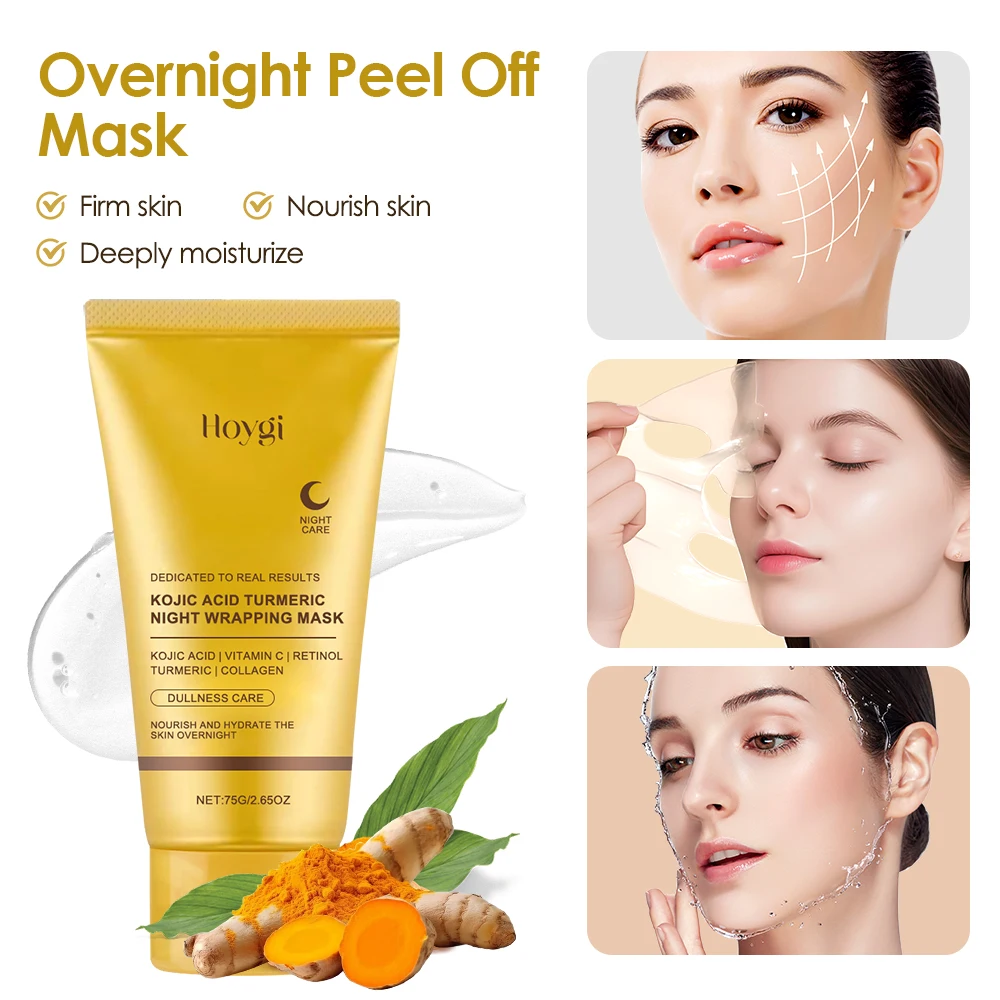 75g Kojic Acid Turmeric Overnight Wrapping Peel Off Mask Nourishes Hydrolyzed Collagen - Image 3