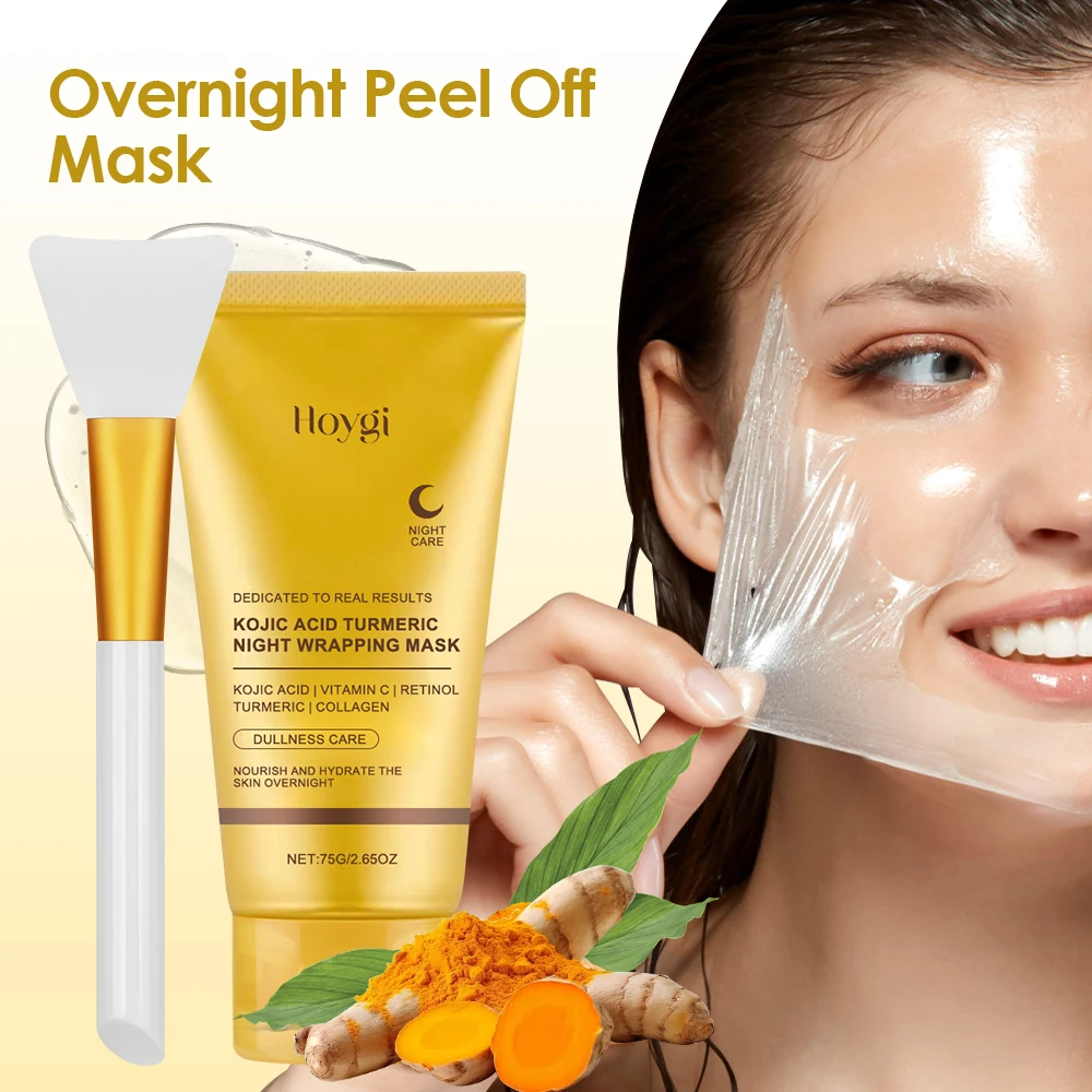 75g Kojic Acid Turmeric Overnight Wrapping Peel Off Mask Nourishes Hydrolyzed Collagen
