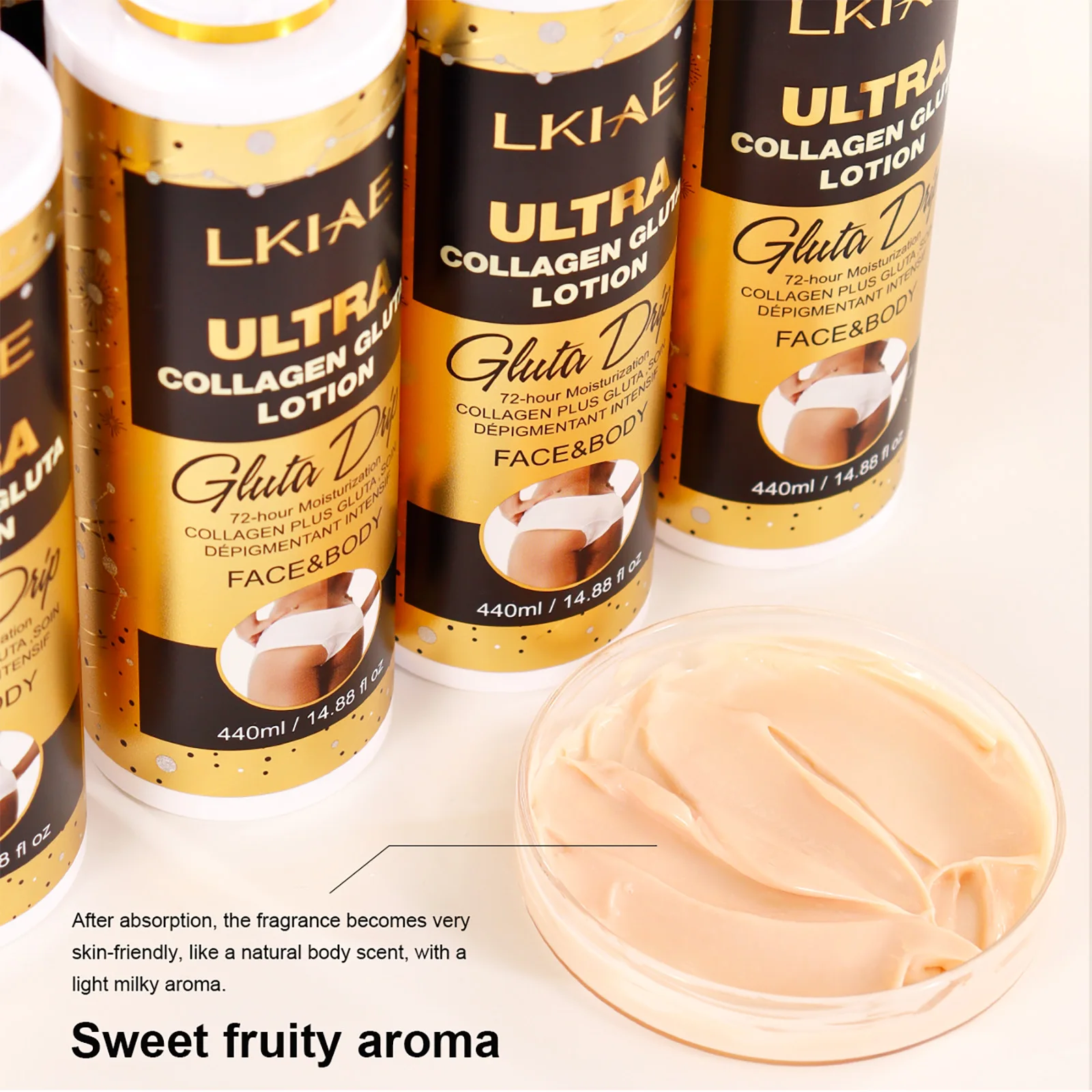 LKIAE Ultra Lightening Body Lotion, Reduce Spots, Melanin, With Collagen, Glutathione, - Image 2